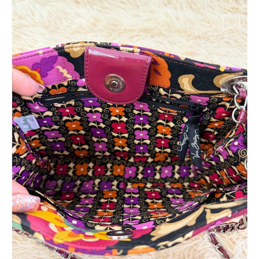 Vera Bradley Quilted Patchwork Floral Chain Shoulder Bag Cotton Tote Excellent - Picture 7 of 8